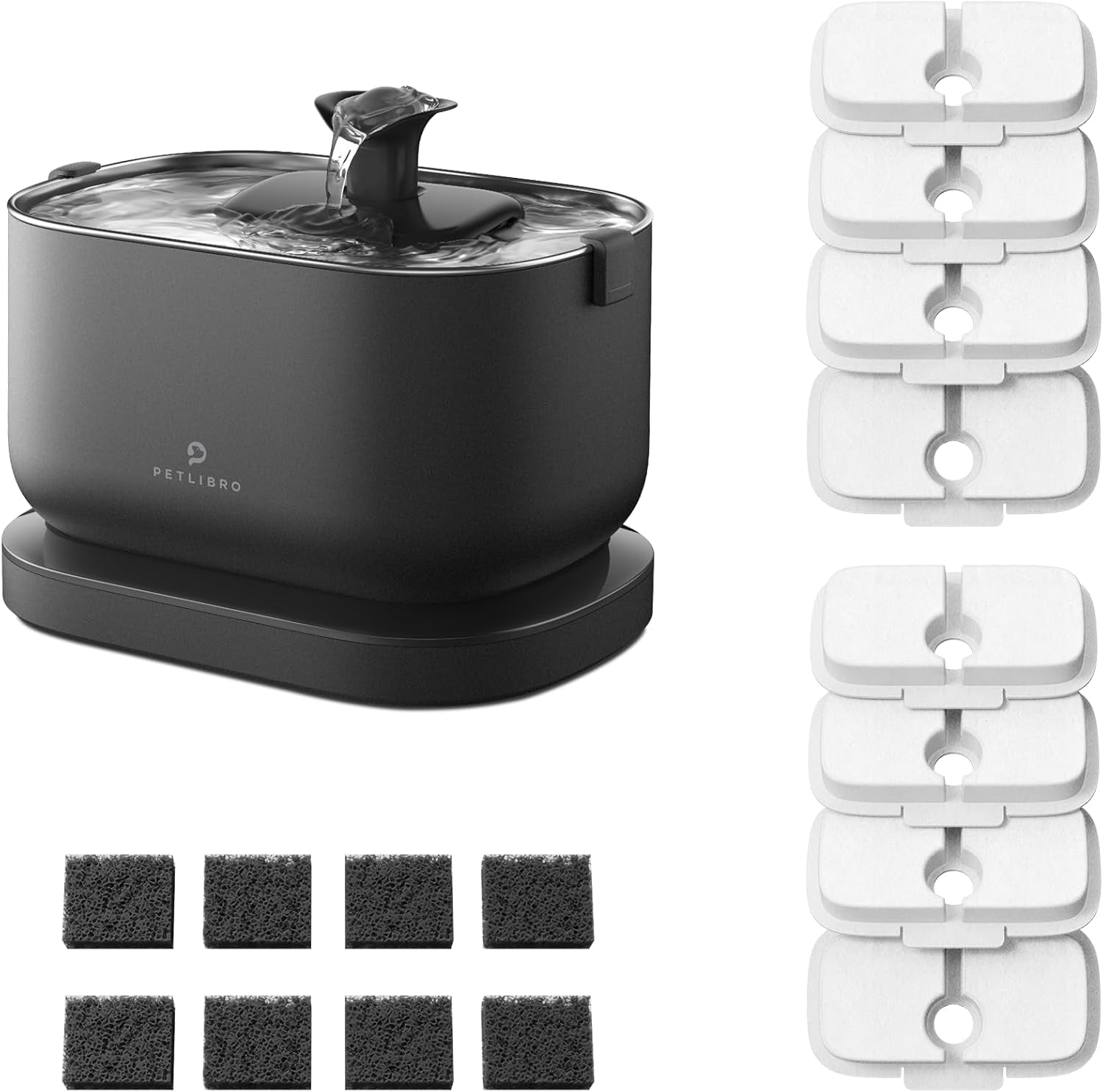 Wireless Cat Water Fountain Bundle – Battery Operated Pet Water Dispenser + 8 Replacement Filters for Dockstream