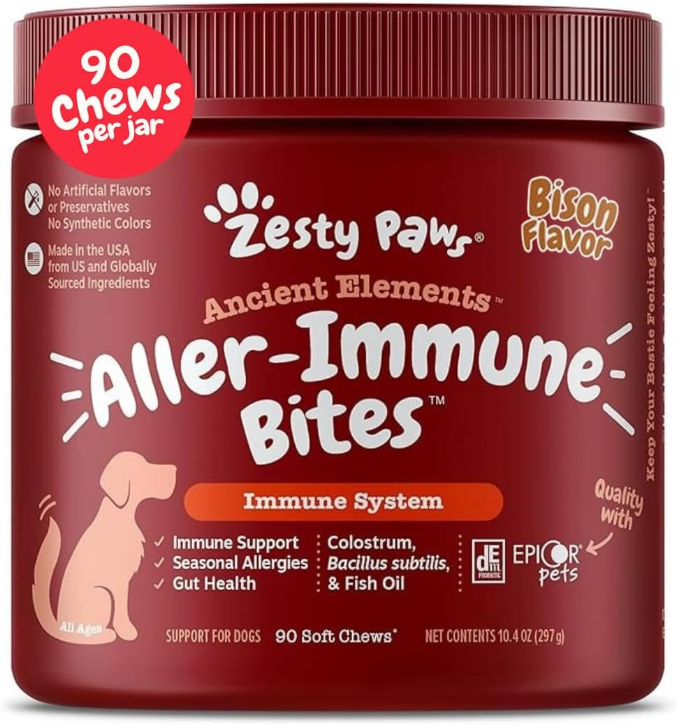 Dog Allergy Relief Soft Chews – Anti-Itch, Omega-3 & Probiotics for Skin & Digestive Health, Seasonal Allergy Support