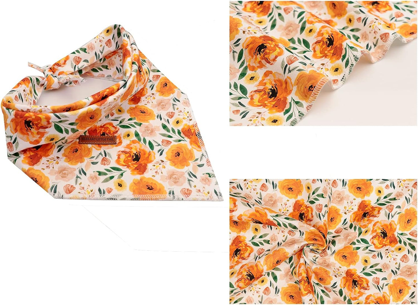 Floral Dog Bandana – Adjustable Washable Scarf for Medium & Large Dogs