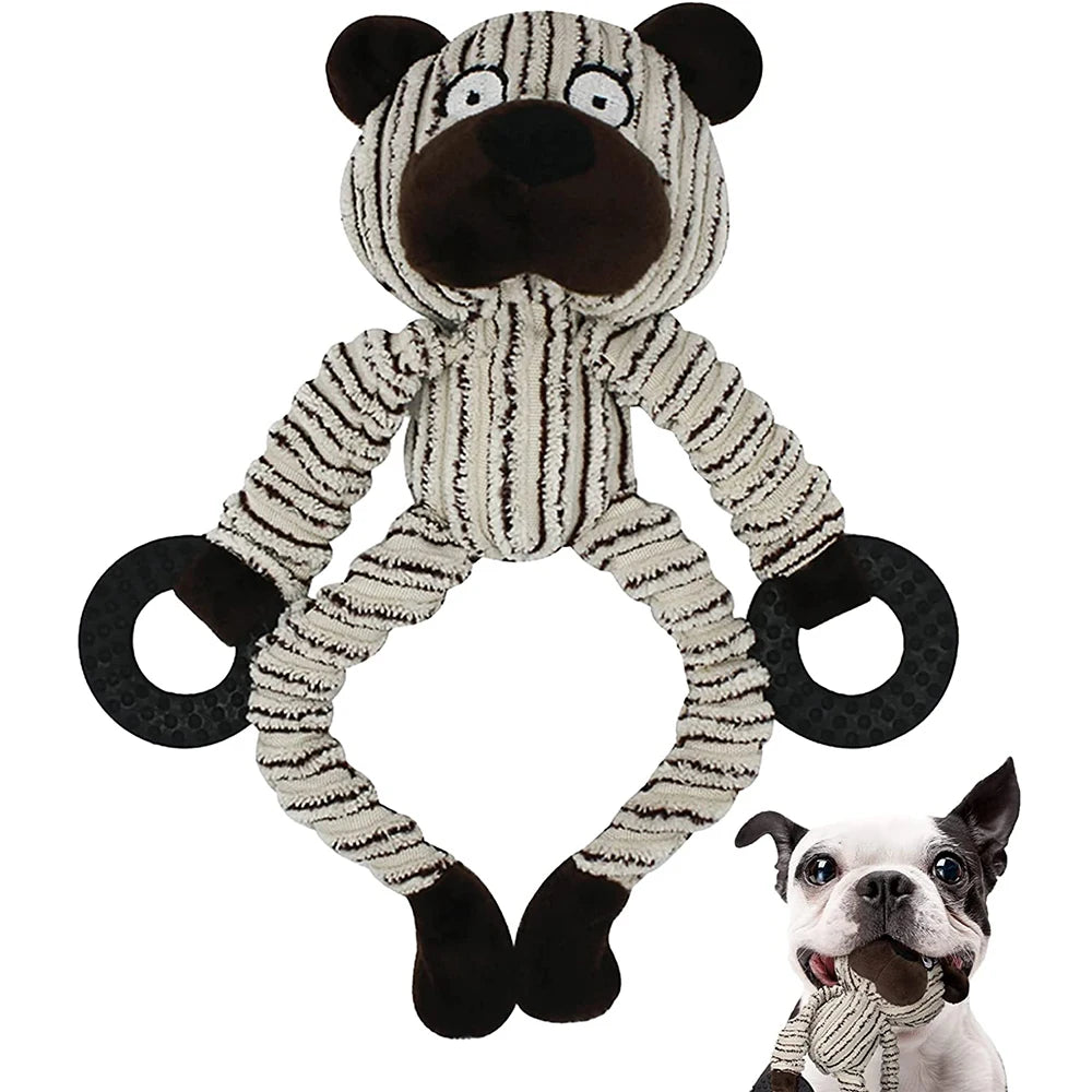 Squeaky Plush Puppy Chew Toy – Interactive Monkey for Small Dogs