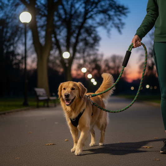 Rope Dog Leash 4 FT with Comfortable Padded Handle, Highly Reflective Threads Leash for Medium Large Dogs