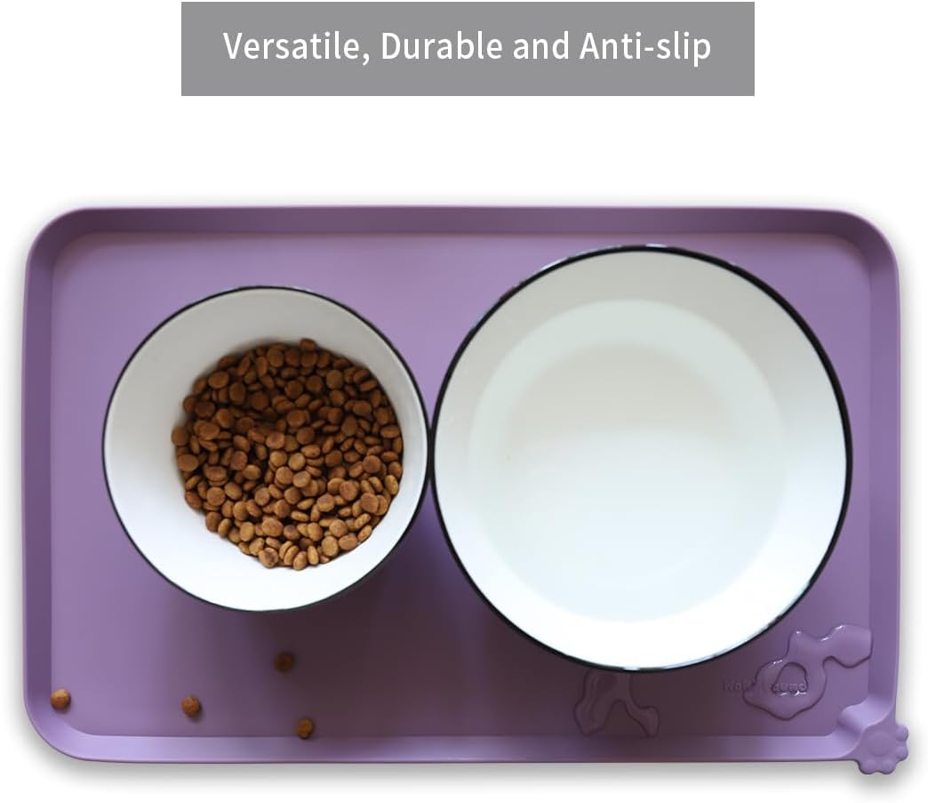 Silicone Pet Feeding Mat for Dogs & Cats – Waterproof Non-Slip Food & Water Tray, High-Edge Spill-Proof Design