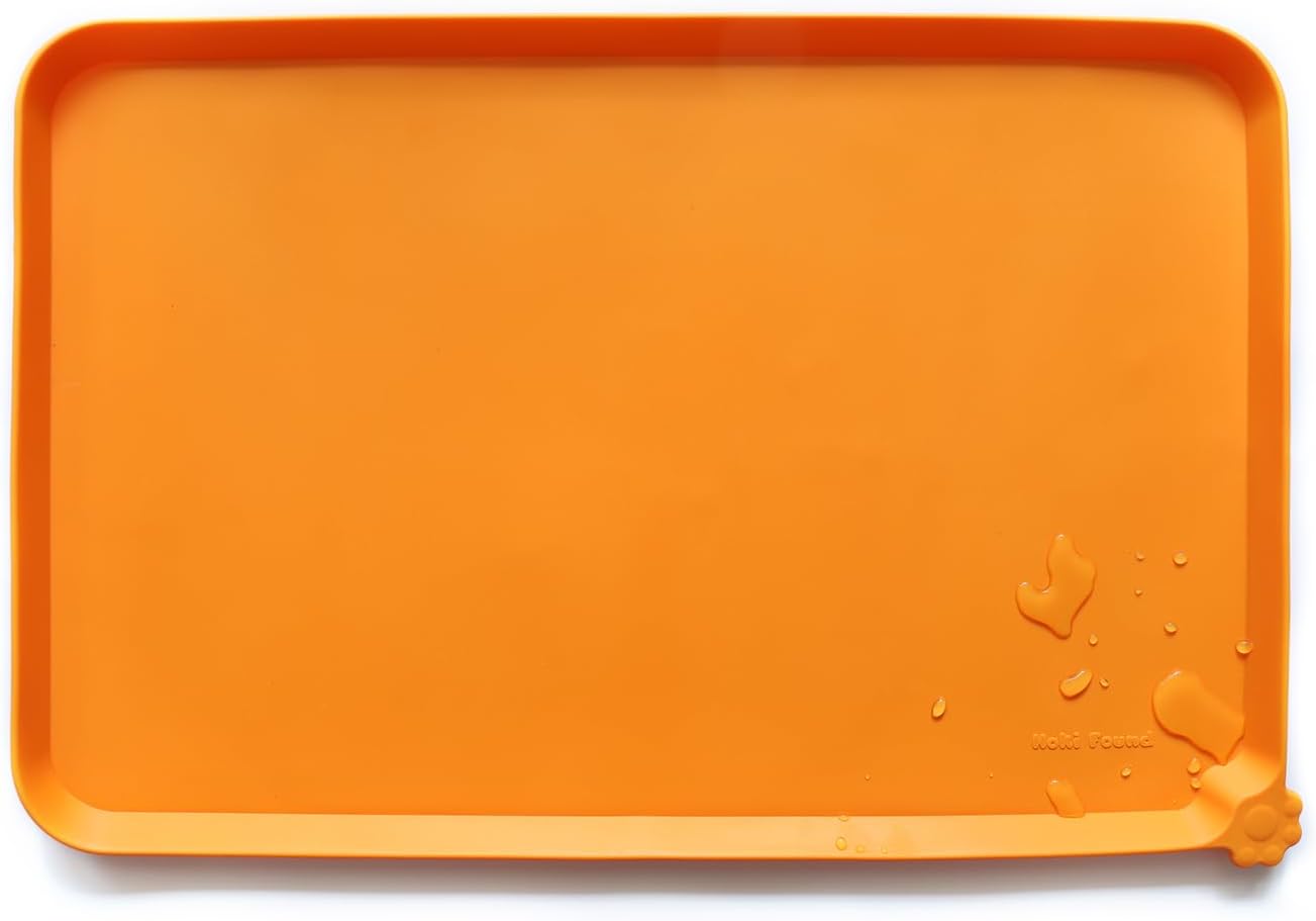 Silicone Pet Feeding Mat for Dogs & Cats – Waterproof Non-Slip Food & Water Tray, High-Edge Spill-Proof Design