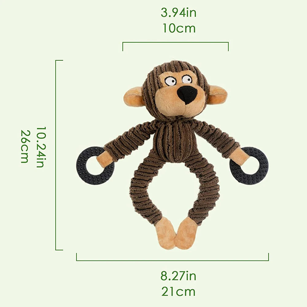 Squeaky Plush Puppy Chew Toy – Interactive Monkey for Small Dogs