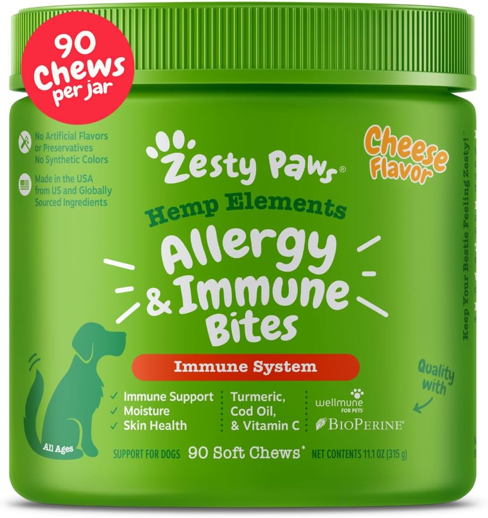 Dog Allergy Relief Soft Chews – Anti-Itch, Omega-3 & Probiotics for Skin & Digestive Health, Seasonal Allergy Support