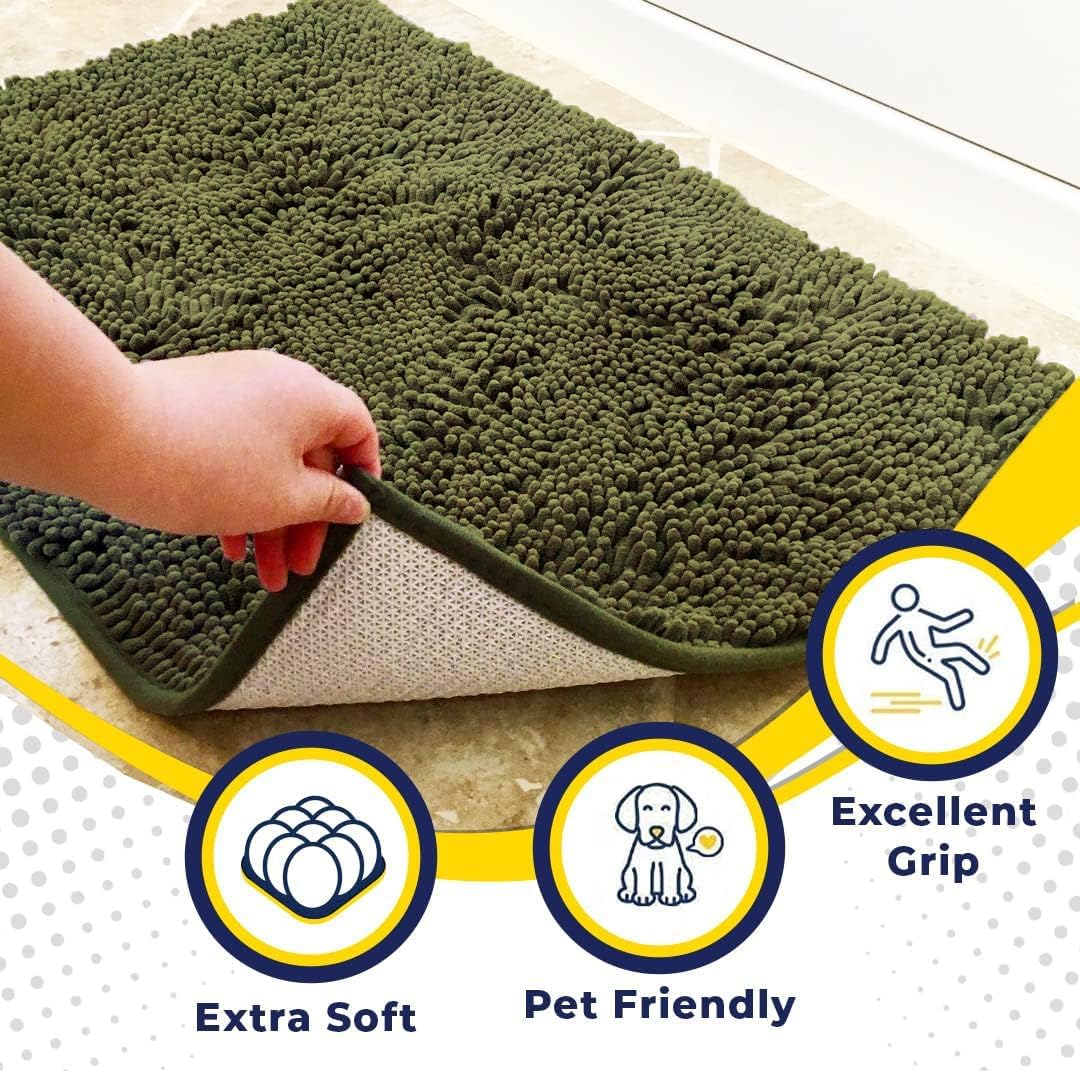 Super Absorbent Microfiber Dog Doormat – Quick-Dry Non-Slip Muddy Paw Mat for Dogs & Cats (Machine Washable)
