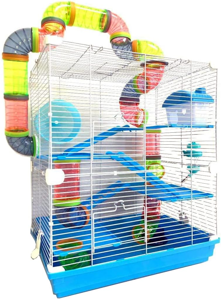 2 Levels Habitat Hamster Home Wire Cage + Full Set Accessories (Rodent Gerbil Mouse Mice Rat)