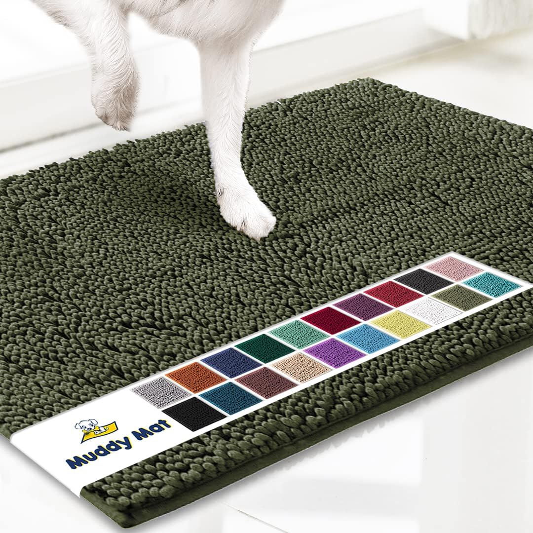 Super Absorbent Microfiber Dog Doormat – Quick-Dry Non-Slip Muddy Paw Mat for Dogs & Cats (Machine Washable)