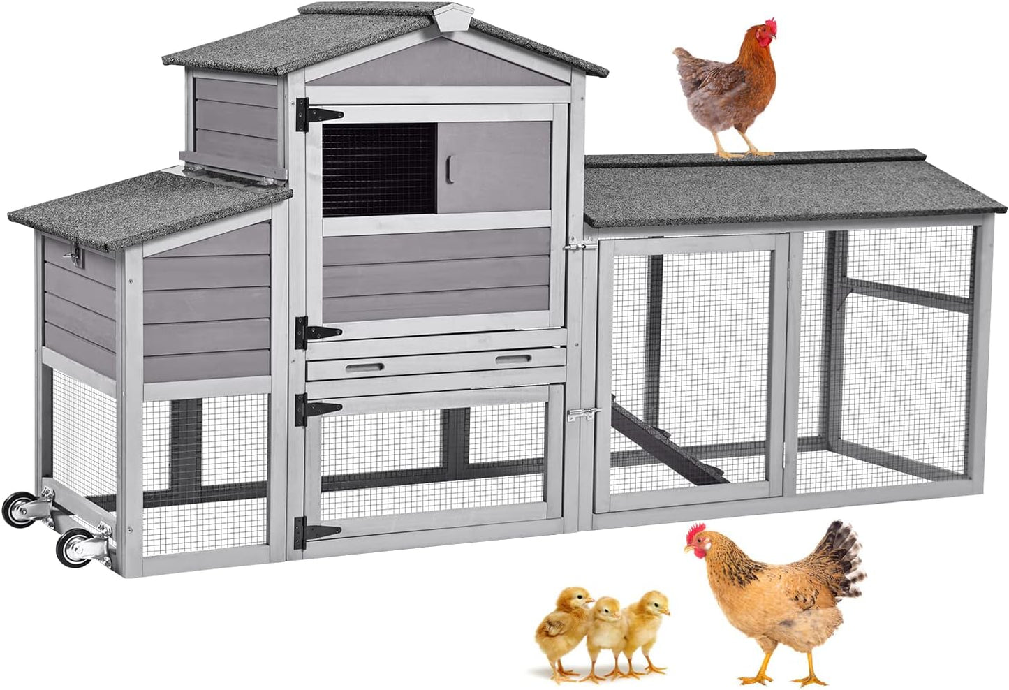 Multi-Level Chicken Coop – Outdoor Poultry Hutch with Run & Nesting Boxes
