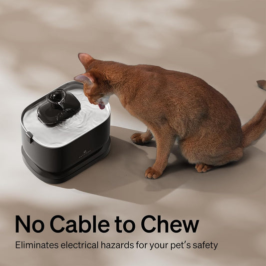 Wireless Cat Water Fountain Bundle – Battery Operated Pet Water Dispenser + 8 Replacement Filters for Dockstream