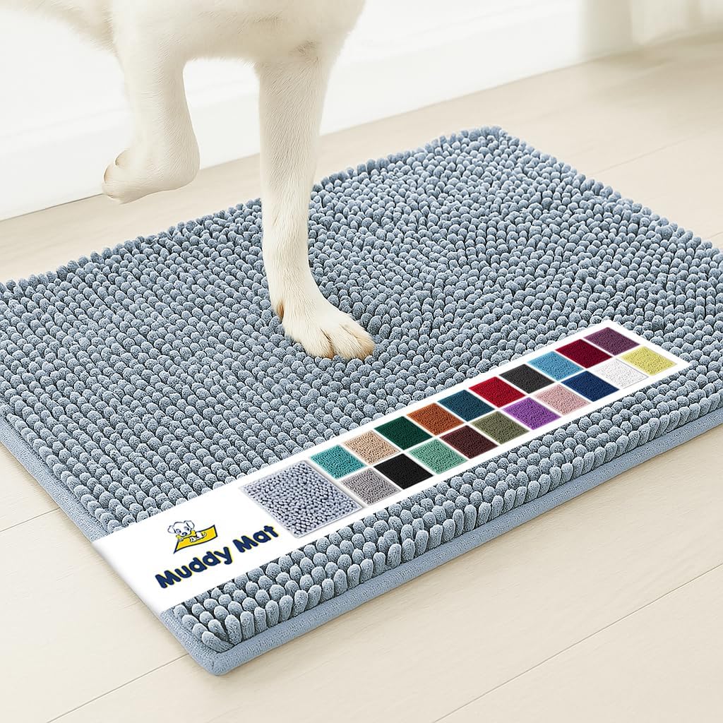 Super Absorbent Microfiber Dog Doormat – Quick-Dry Non-Slip Muddy Paw Mat for Dogs & Cats (Machine Washable)