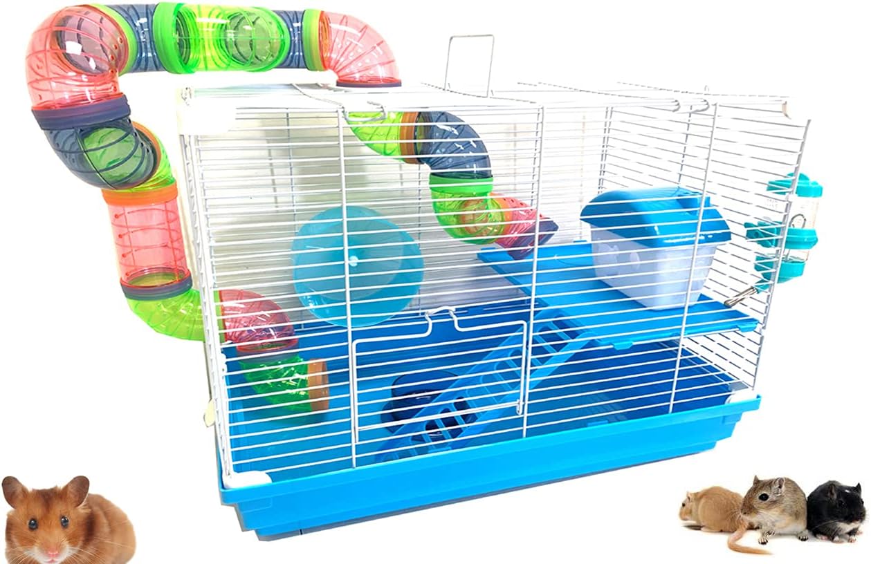 2 Levels Habitat Hamster Home Wire Cage + Full Set Accessories (Rodent Gerbil Mouse Mice Rat)