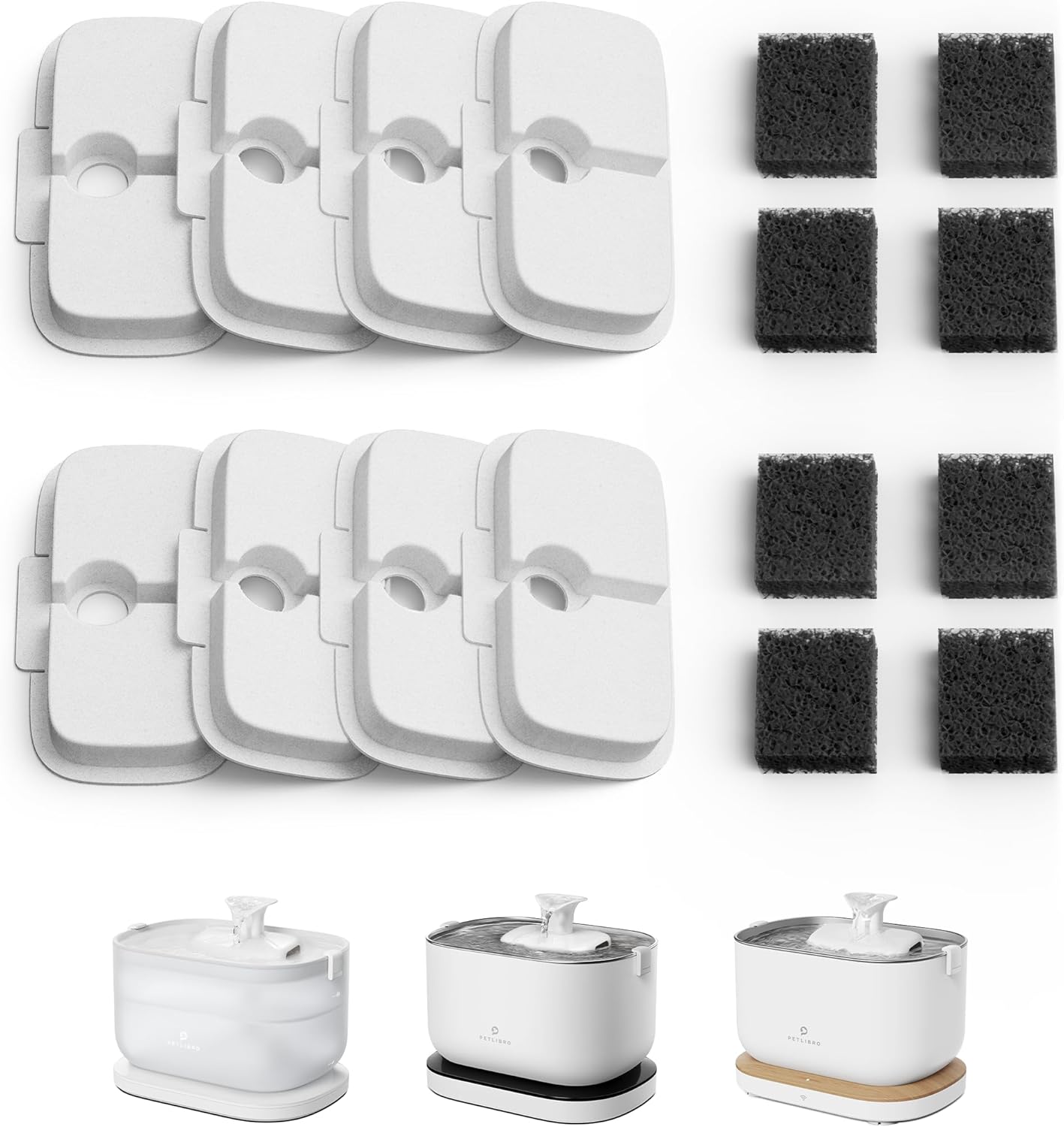 Wireless Cat Water Fountain Bundle – Battery Operated Pet Water Dispenser + 8 Replacement Filters for Dockstream