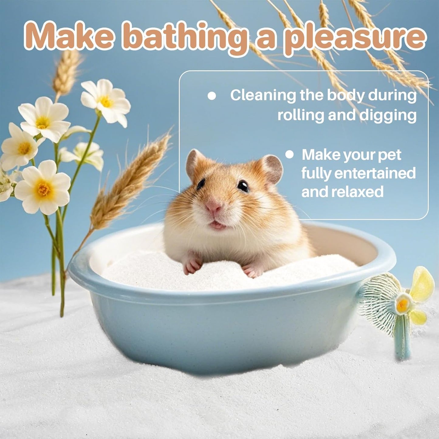 Hamster Bath Sand 15oz – Natural Dust-Free Sand for Hamster/Gerbil/Mice  Cleaning & Grooming