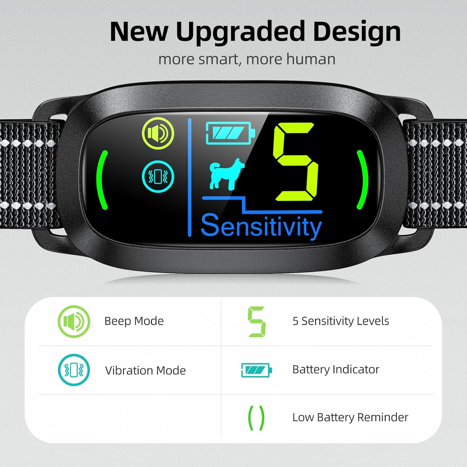 Rechargeable Dog Bark Collar – Adjustable Sensitivity, Beep, Vibration & Safe Shock Training Collar for Small, Medium & Large Dogs