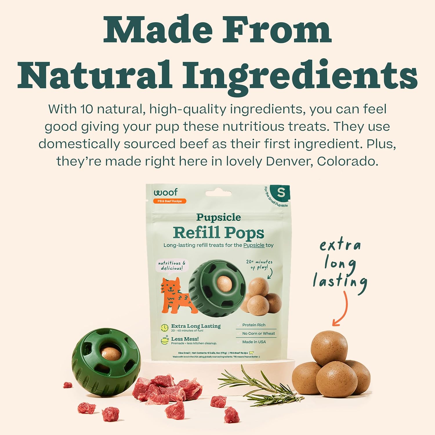 Pupsicle Dog Treats – Low-Mess Peanut Butter Frozen Snacks, Long-Lasting pops (Chicken, Beef, Birthday surprise)