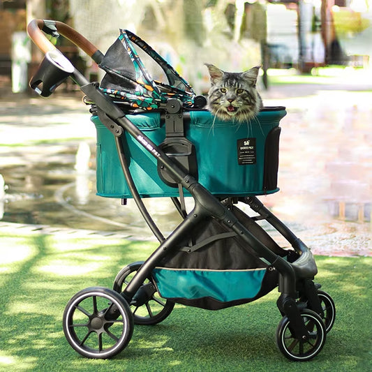 Detachable Aluminium Pet Stroller – Dog & Cat Trolley for Small Dogs (Up to 20kg)