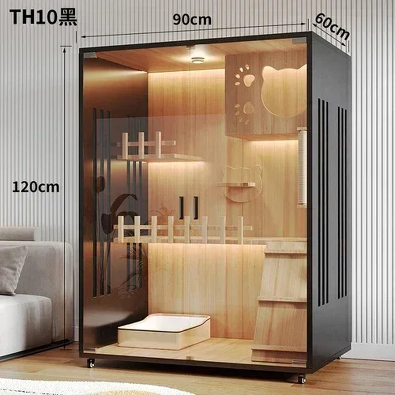 Modern Wooden Cat Villa – Large Indoor Cat House & Litter Cage