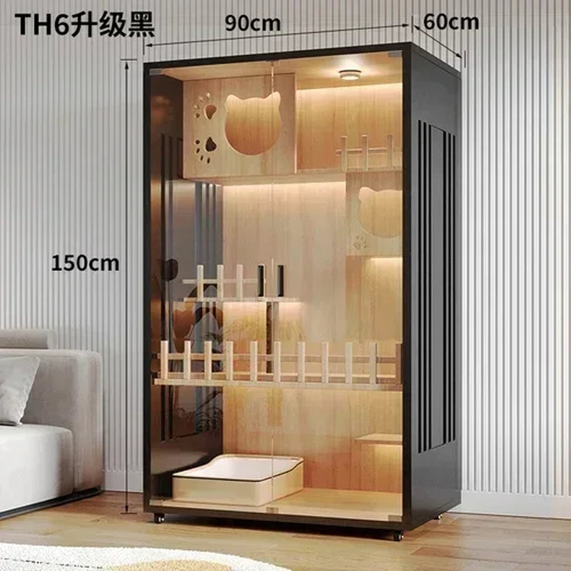 Modern Wooden Cat Villa – Large Indoor Cat House & Litter Cage