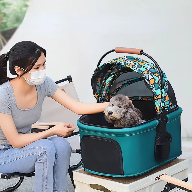 Detachable Aluminium Pet Stroller – Dog & Cat Trolley for Small Dogs (Up to 20kg)