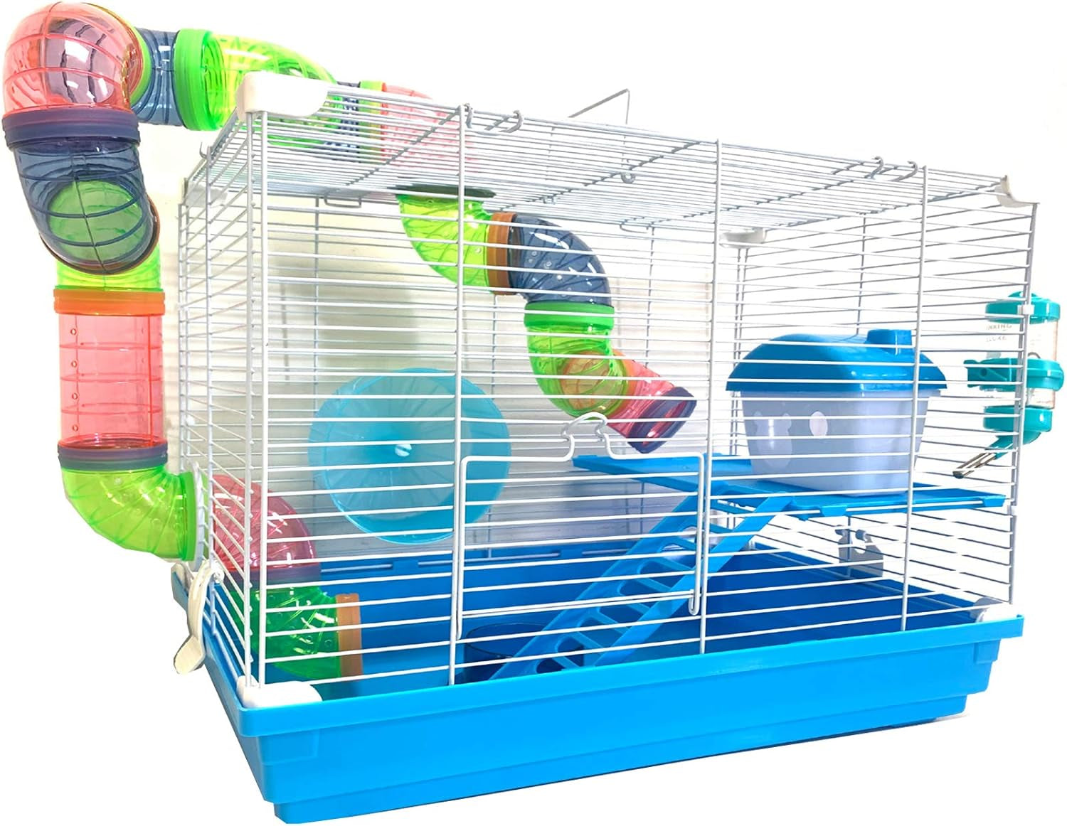 2 Levels Habitat Hamster Home Wire Cage + Full Set Accessories (Rodent Gerbil Mouse Mice Rat)