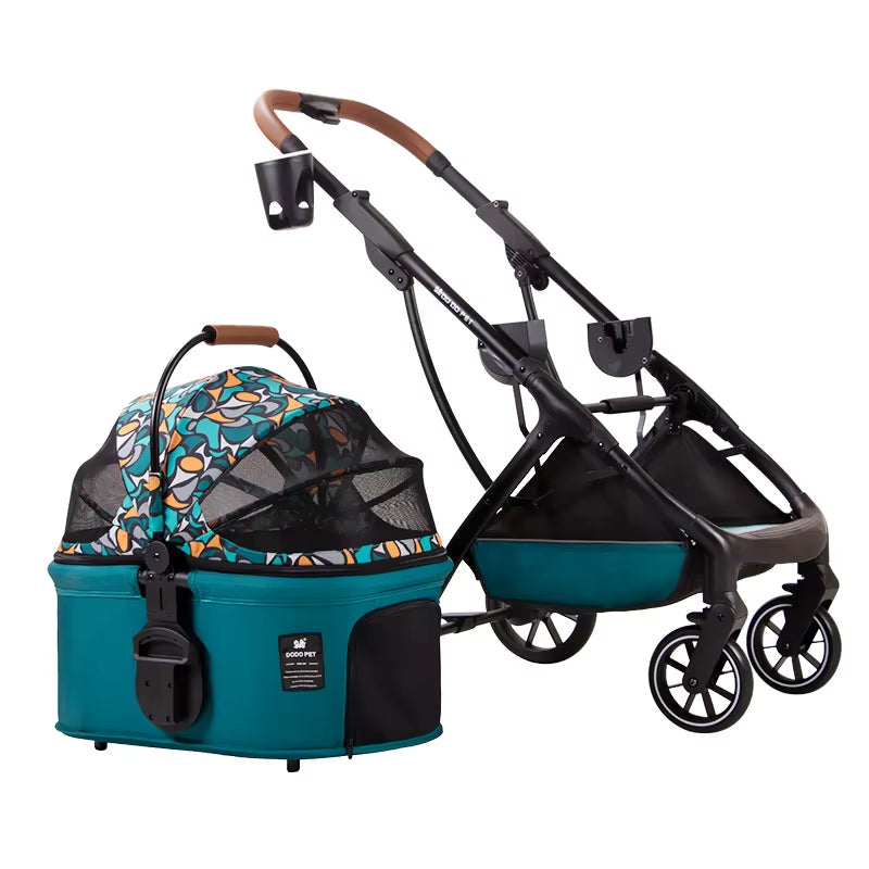 Detachable Aluminium Pet Stroller – Dog & Cat Trolley for Small Dogs (Up to 20kg)