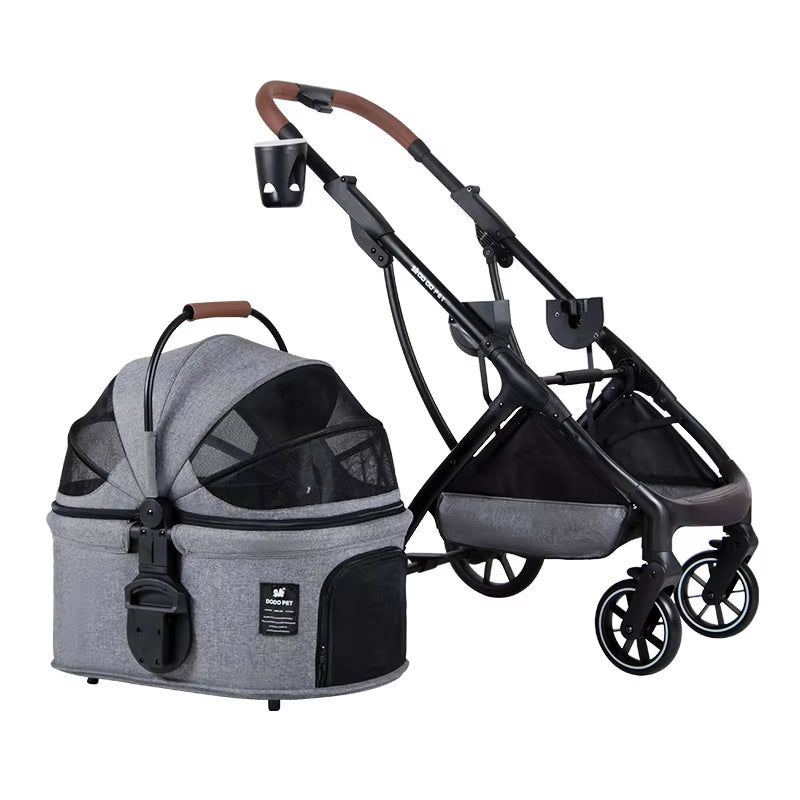 Detachable Aluminium Pet Stroller – Dog & Cat Trolley for Small Dogs (Up to 20kg)