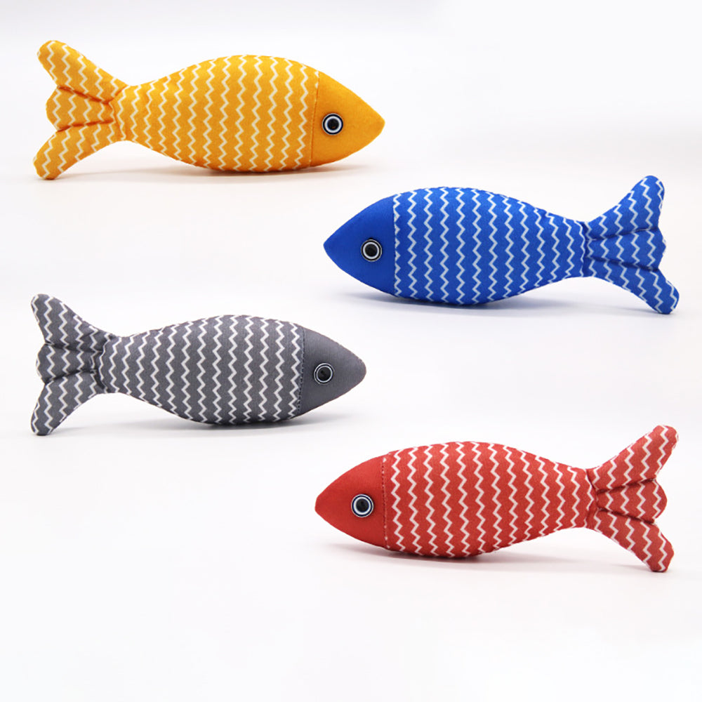 Burlap Catnip Fish Toy – Durable Interactive Kicker & Teething Cat Toy with Crinkle Sound