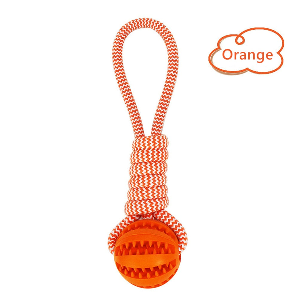 Interactive Treat-Dispensing Rubber Dog Ball with Rope