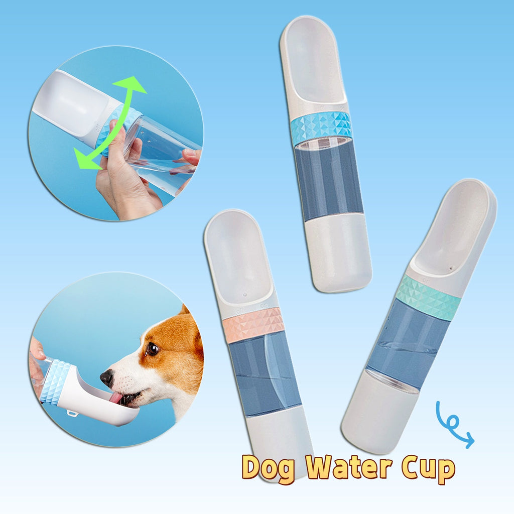 Portable Pet Water Bottle with Travel Bowl – Outdoor Pet Drinking Dispenser