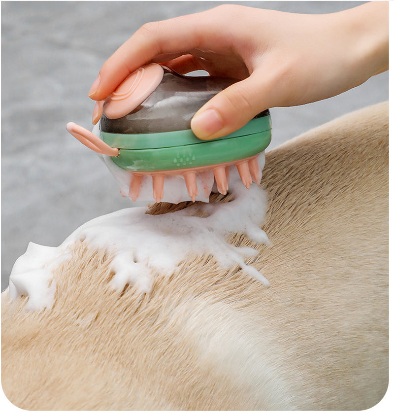 2-in-1 Pet Grooming Brush & Shampoo Dispenser – Bathing & Massage Tool