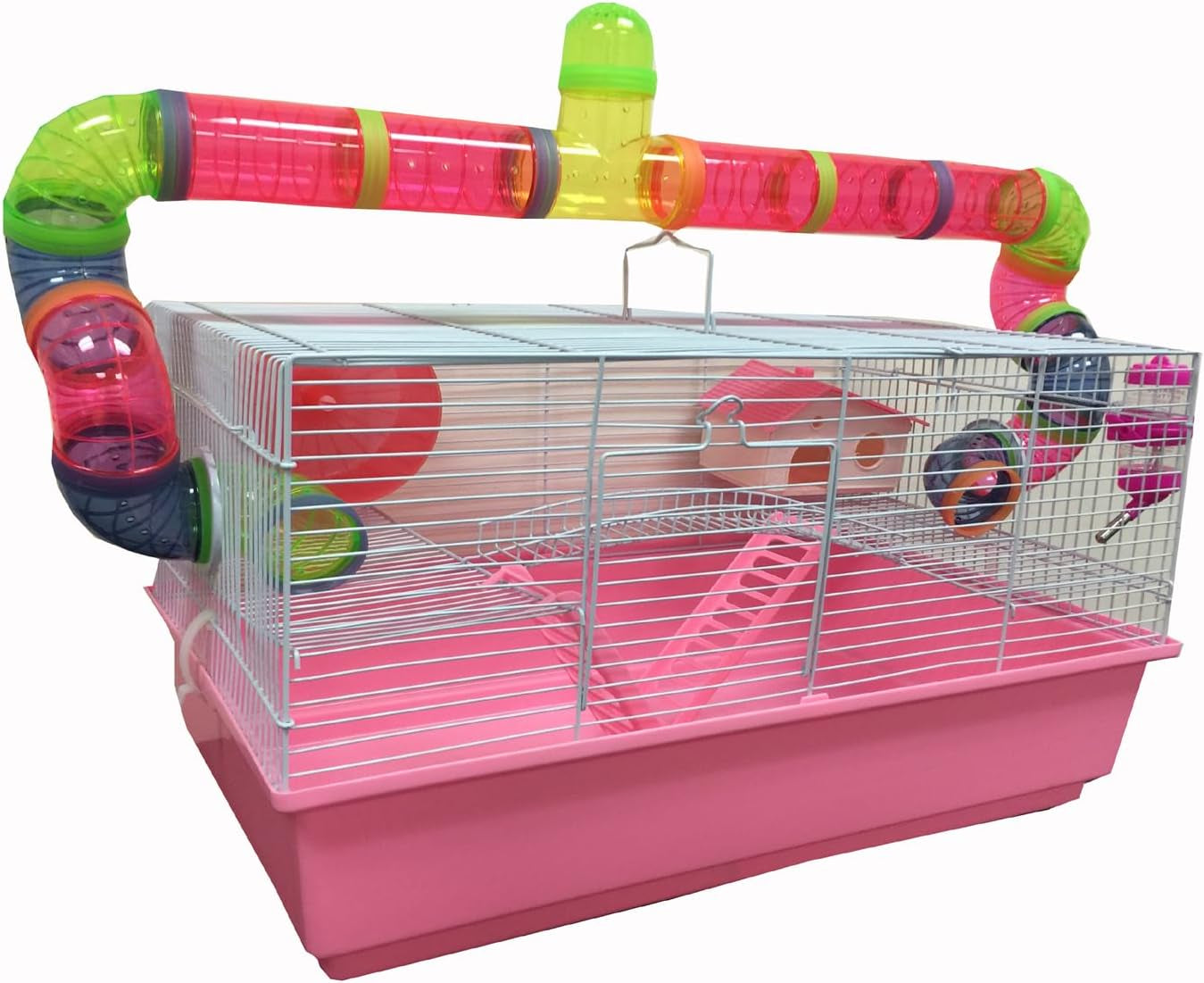 Large Expandable Hamster Cage with Tunnels, Ramp & Wheel – Customizable Hamster Habitat Playhouse for Gerbils, Mice & Small Pets