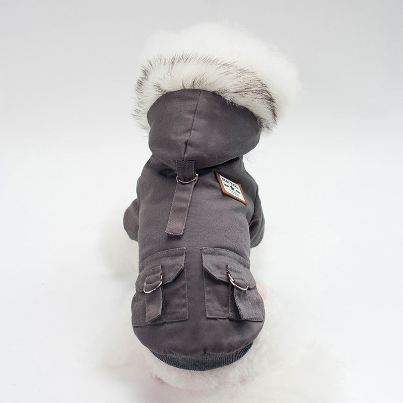 Military-Style Cap Dog Coat – Waterproof Warm Pet Jacket