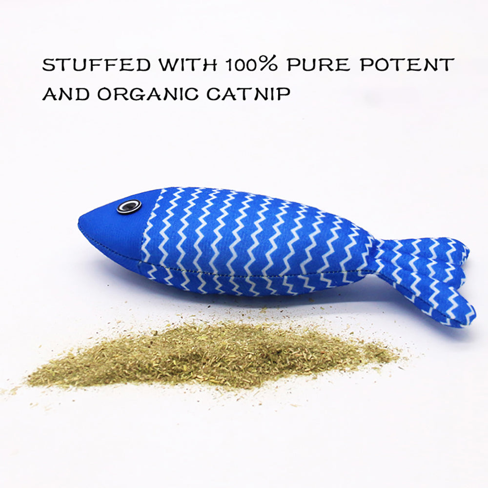 Burlap Catnip Fish Toy – Durable Interactive Kicker & Teething Cat Toy with Crinkle Sound