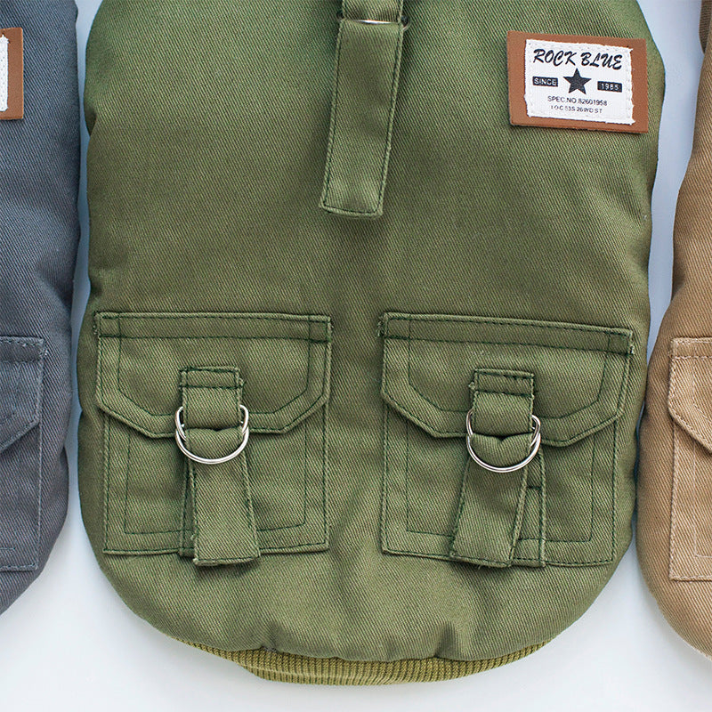 Military-Style Cap Dog Coat – Waterproof Warm Pet Jacket