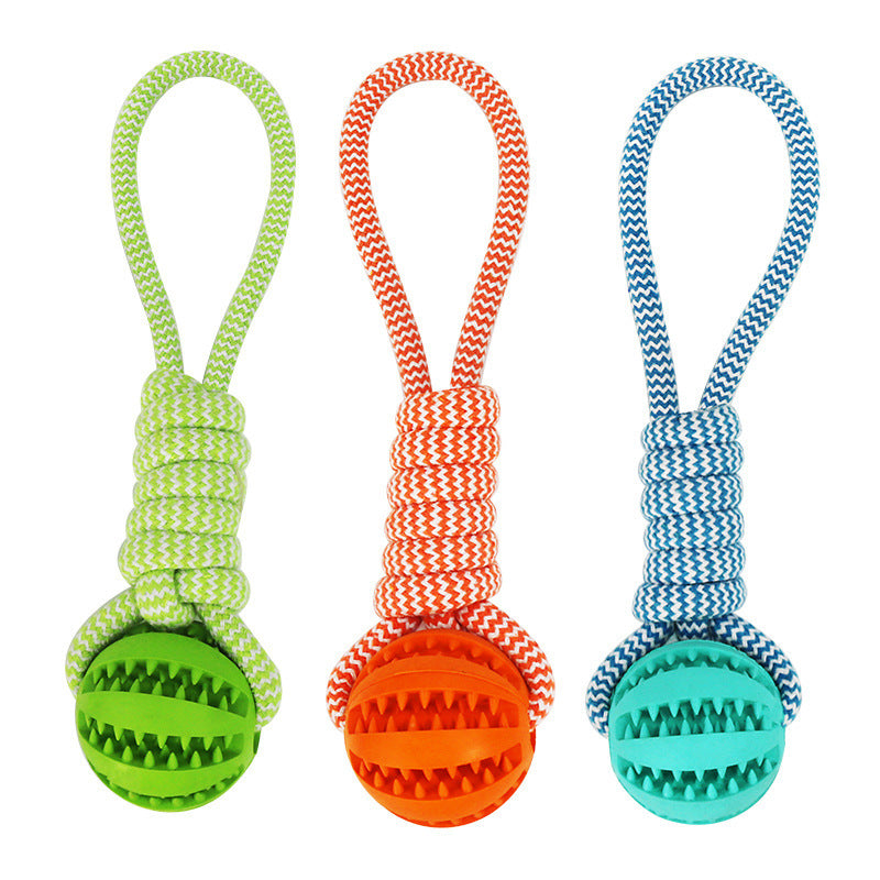 Interactive Treat-Dispensing Rubber Dog Ball with Rope