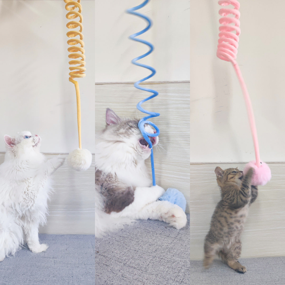 Interactive Cat Toy – Self-Hi Sucker Spring Rabbit Hairball Play Gadget