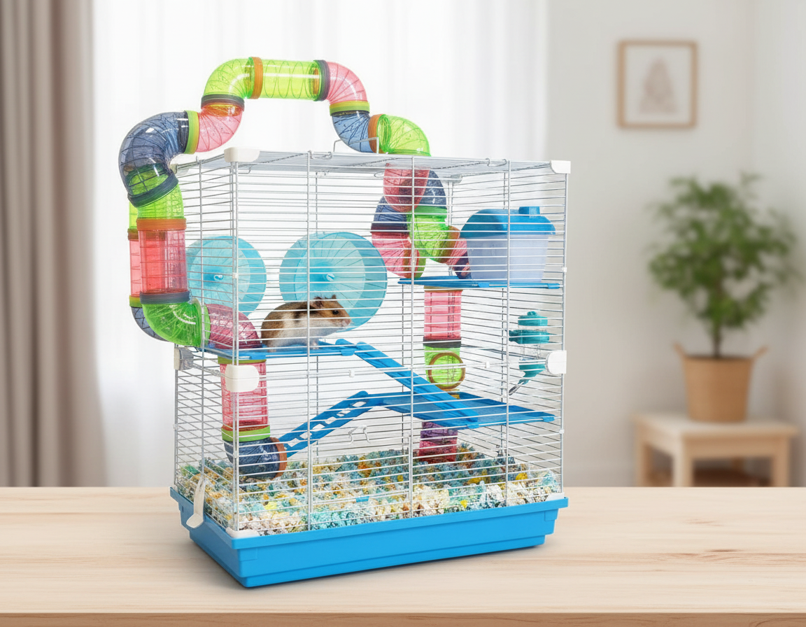 Multi Levels Habitat Hamster Home Wire Cage + Full Set Accessories (Rodent Gerbil Mouse Mice Rat)