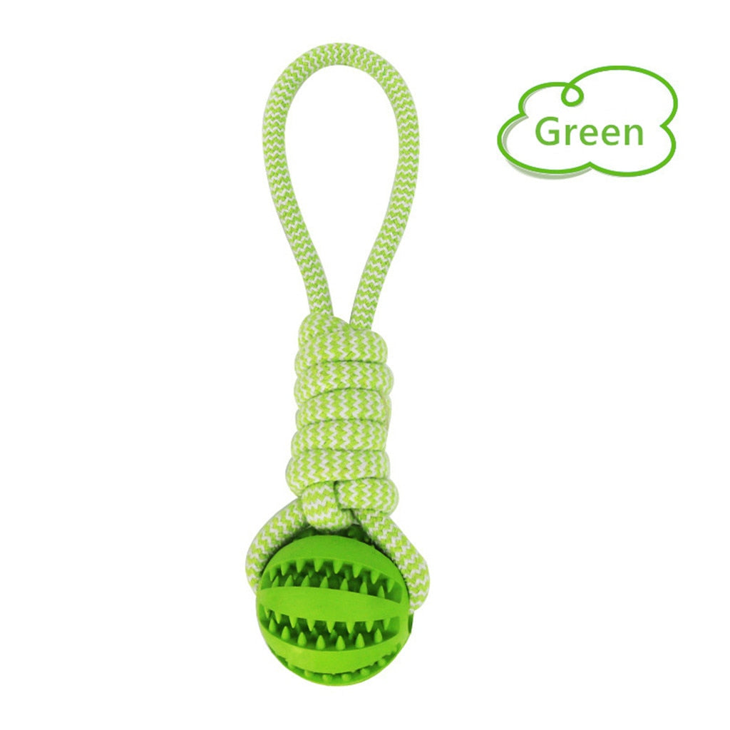Interactive Treat-Dispensing Rubber Dog Ball with Rope