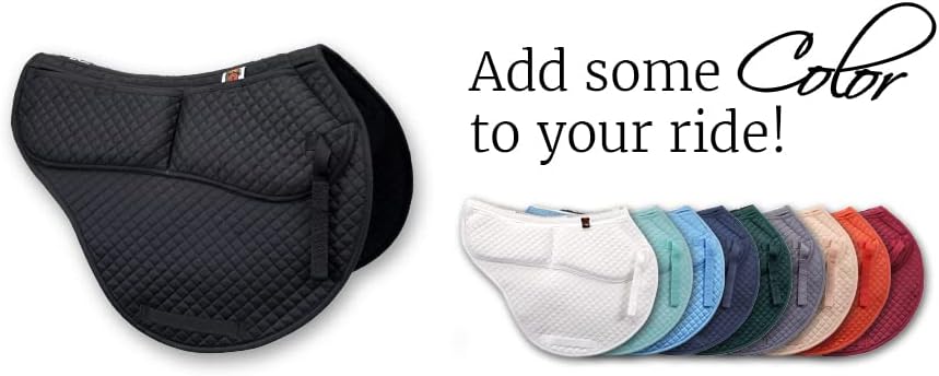 All-Purpose Contoured Correction Saddle Pad with Adjustable Memory Foam Inserts for Custom Support, Non-Slip, Shock Absorbing, 22” Spine, 19.5” Drop