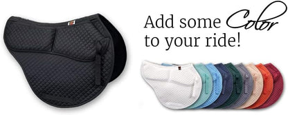 All-Purpose Contoured Correction Saddle Pad with Adjustable Memory Foam Inserts for Custom Support, Non-Slip, Shock Absorbing, 22” Spine, 19.5” Drop