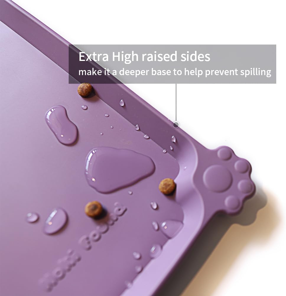 Silicone Pet Feeding Mat for Dogs & Cats – Waterproof Non-Slip Food & Water Tray, High-Edge Spill-Proof Design