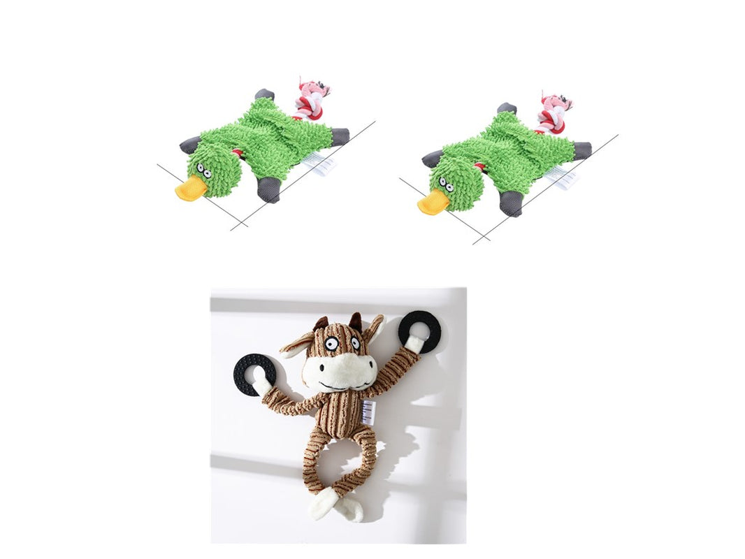 Pet Toy Donkey Shape Corduroy Chew Toy for Dogs Puppy Squeaker Squeaky Plush Bone Molar Dog Toy Pet Training Dog