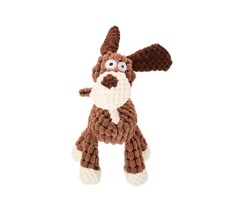 Pet Toy Donkey Shape Corduroy Chew Toy for Dogs Puppy Squeaker Squeaky Plush Bone Molar Dog Toy Pet Training Dog