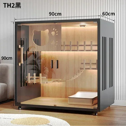 Modern Wooden Cat Villa – Large Indoor Cat House & Litter Cage