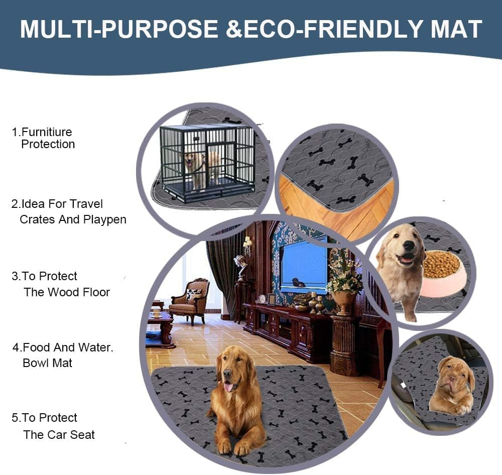 Washable Dog Pee Pads with Grooming Gloves – Non-Slip Reusable Puppy Mat