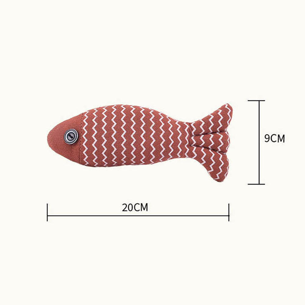 Burlap Catnip Fish Toy – Durable Interactive Kicker & Teething Cat Toy with Crinkle Sound
