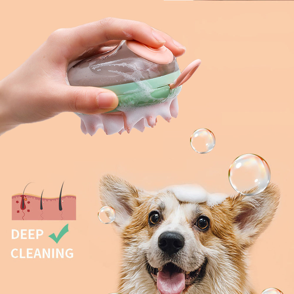  2-in-1 Pet Grooming Brush & Shampoo Dispenser – Bathing & Massage Tool