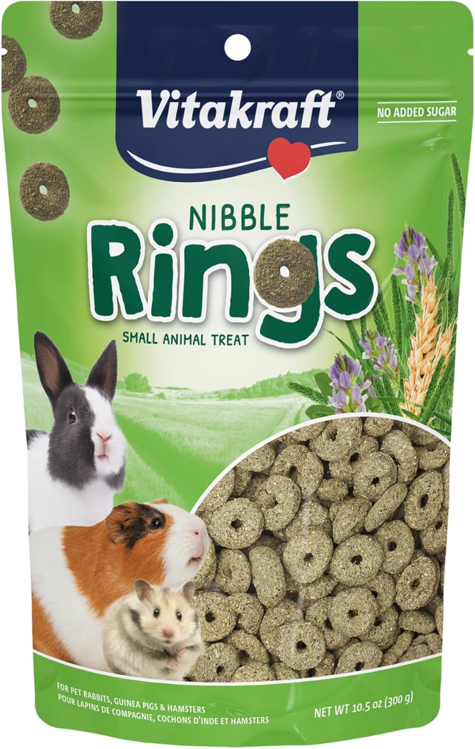 Nibble Rings Small Animal Treats - Crunchy Alfalfa Snack - for Rabbits, Guinea Pigs, Hamsters, and More