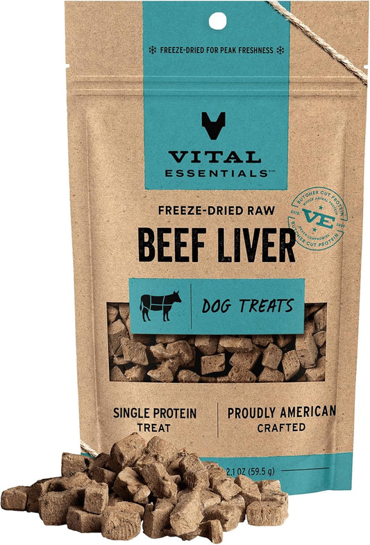 Single Ingredient Beef Liver Dog Treats, 2.1 Oz | Freeze-Dried Raw | Premium Quality High Protein Training Treats | Grain Free, Gluten Free, Filler Free